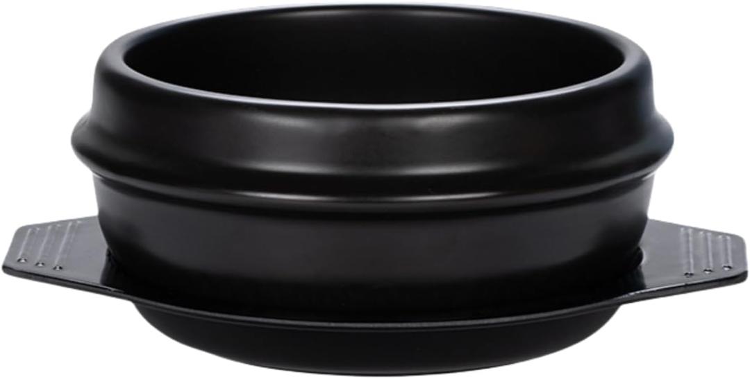 XICHENGSHIDAI Dolsot Bibimbap Earthenware Stone Bowl, Korean Cooking Soup Ceramic Pot, Donabe Pot for Ttukbaegi and Korean Stew with Tray 1100ml / 37.2oz