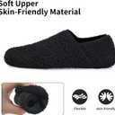 WateLves Womens & Mens Lightweight Cozy Faux Furry House Slippers - Rubber Sole Slip On Sock Shoes - Foldable Travel Slippers - Indoor & Outdoor (Black)