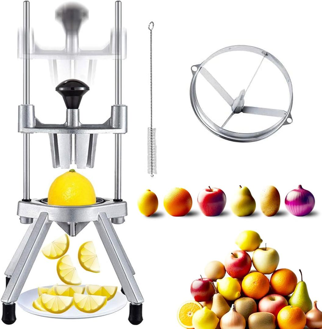 Commercial Lemon Cutter 4-Section with V-Shaped 420 Stainless Steel BladesEasy Wedger Stainless Steel Blade Fruit Lime Slicer NSF Certified Easy-to-Use for Bar Restauran