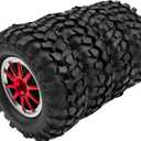 10-Spoke OD96mm Rubber Tires & Plastic Wheels Rim 12mm Hex Hub 1.9" RC Tires Compatible with Axial SCX10 Tamiya CC01 D90 TF2 HSP 1/10 Off-Road Crawler Car