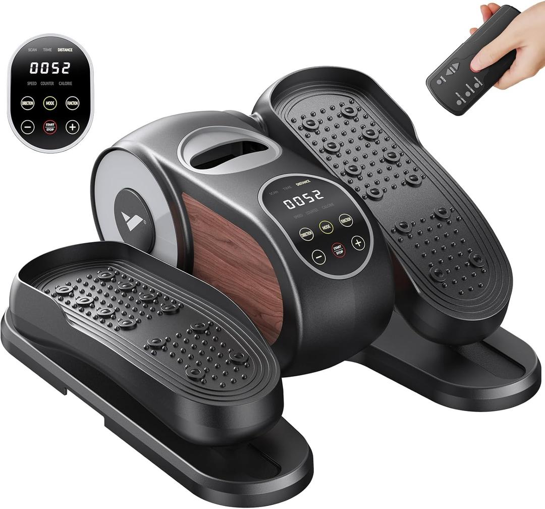 MERACH Under Desk Elliptical Machine, Leg Exerciser While Sitting for Seniors with 12-Speeds & Remote Control, Quiet Portable Electric Seated Pedal Exerciser Machine for Home Office