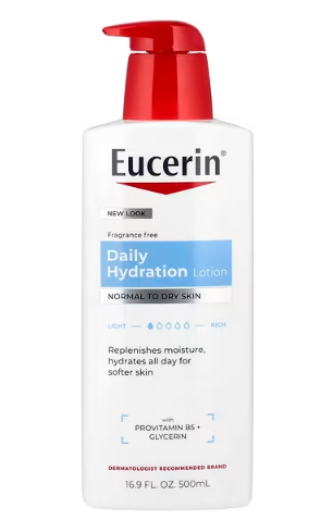 Eucerin Daily Hydration Body Lotion for Dry Skin, Unscented Body Moisturizer, Mothers Day Gifts, 16.9 Fl Oz 