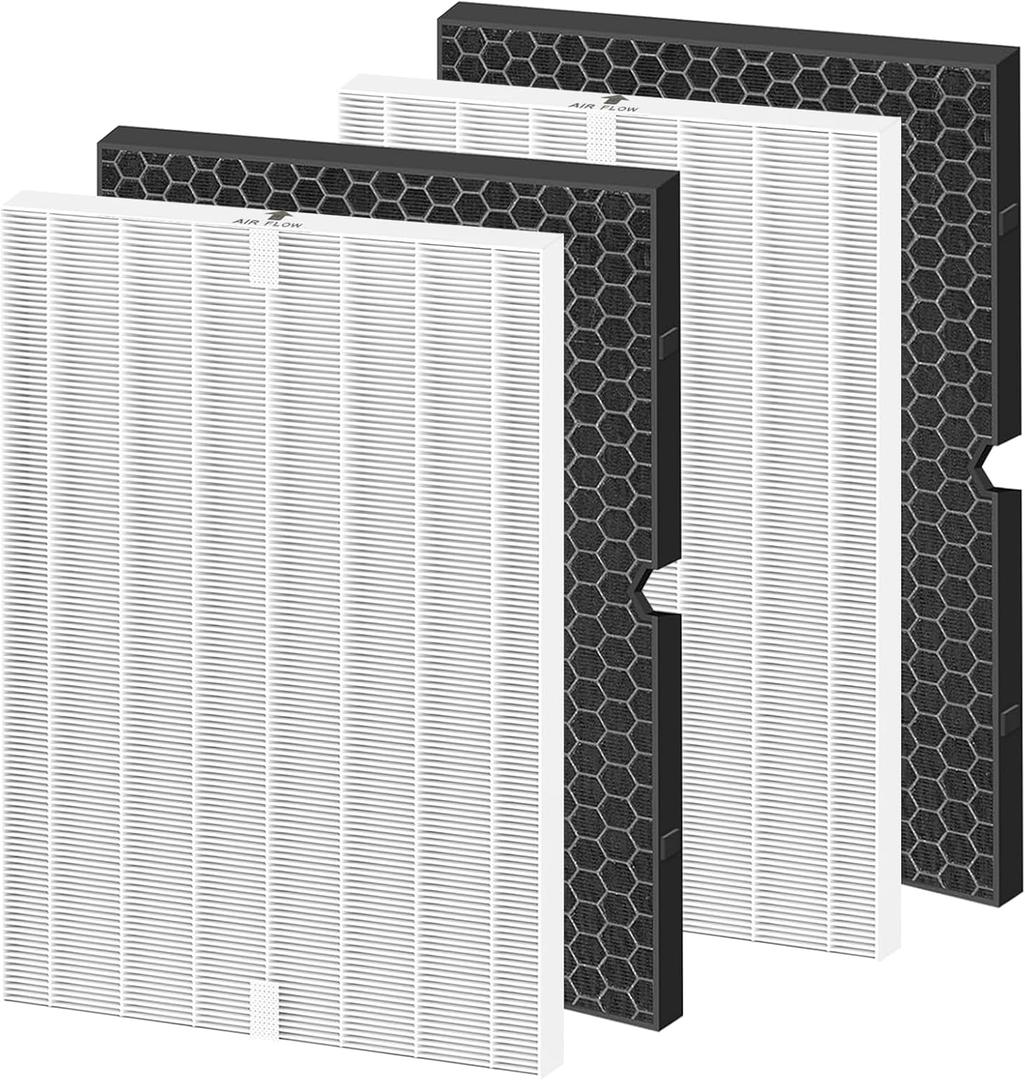 Colorfullife 2 Sets 116130 Replacement Filter H for Winix 5500-2 AM80 Plasmawave Air Purifier, 2 True HEPA Filter and 2 Activated Carbon Filter Combo Pack, Replacement Part 116130