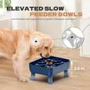 UPSKY Slow Feeder Dog Bowl, 2-in-1 Raised Dog Bowl with Anti-Choking Maze Puzzle, 2-6 Cups Pet Food for Small & Medium Breeds, Interactive Pet Feeder to Slow Eating, Reduce Boredom Blue