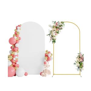 Wokceer 7.2 FT Wedding Arch Backdrop Stand and White Arch Cover, Metal Arch Stand with Arch Stand Cover for Birthday Party Wedding Ceremony Bridal Baby Shower Event Decor, 7.2x4ft