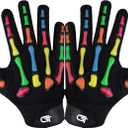 Glorious Traders Youth Football Gloves American Wide Receiver Injected Bones Football Gloves for Adult Men Women & Boys with Super Sticky Silicone Grip Palms (Black Multi, Youth Large)