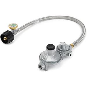 Stanbroil Vertical Two Stage Propane Regulator - 20" RV Propane Pigtail Stainless Steel Braided Hose with Gauge