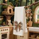 Gingerbread Bow Christmas Waffle Towel, Cookie Hand Towel, Holiday Dish Tea Towels. 16x24 Inch. Decor for Christmas Kitchens/Bathrooms. Gift for Bakers & Women. (White Christmas-06)