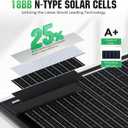 18BB 200W Solar Panel, 2Pcs N-Type 12V/24V 100 Watt Solar Panels, 25% High Efficiency Monocrystalline Solar Module, for RV, Boat, Marine, Trailer, Farm, Rooftop and Home Off-Grid System