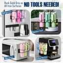 3 Pack Magnetic Stanley Cup Holder for Fridge | 6 Lids Organizer & 6 Tumbler Cups Storage | Wall Mount Rack for Water Bottle | Fits 30/40 oz for Kitchen Garage Gym Toolboxes & Metal Surface (Black)