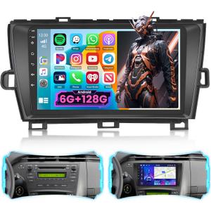 8 Core 6+128G Android 13 Car Stereo Radio for Toyota Prius 2010-2015 Wireless Carplay Android Auto, 9 Inch IPS 1280 * 720 Touchscreen Car Stereo with BT 5.0/32 EQ DSP/AHD Backup Camera/GPS/WiFi/FM RDS