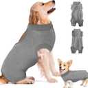 SlowTon Dog Recovery Suit - Surgery Recovery Suit for Female Male Dogs, Dog Onesie After Spay Abdominal Wounds, E-Collar Cone Alternative Prevent Licking Pet Surgical Suit(Grey,XL) (X-Large(Back:17.6'', Chest:22-25''))