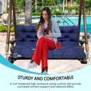 LQQSDPJ Swing Replacement Cushions for Outdoor: 2-3 Seater Bench Waterproof Cushion with Ties - 4in Thick Swing Cushion for Garden Furniture Patio Porch, Dark Blue