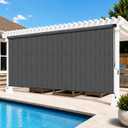 11'W x 8'H Gray Outdoor Roller Shade with Crank Wand Patio Shades Roll up, UV Blocking & Privacy Protection, 132"W x 96"H