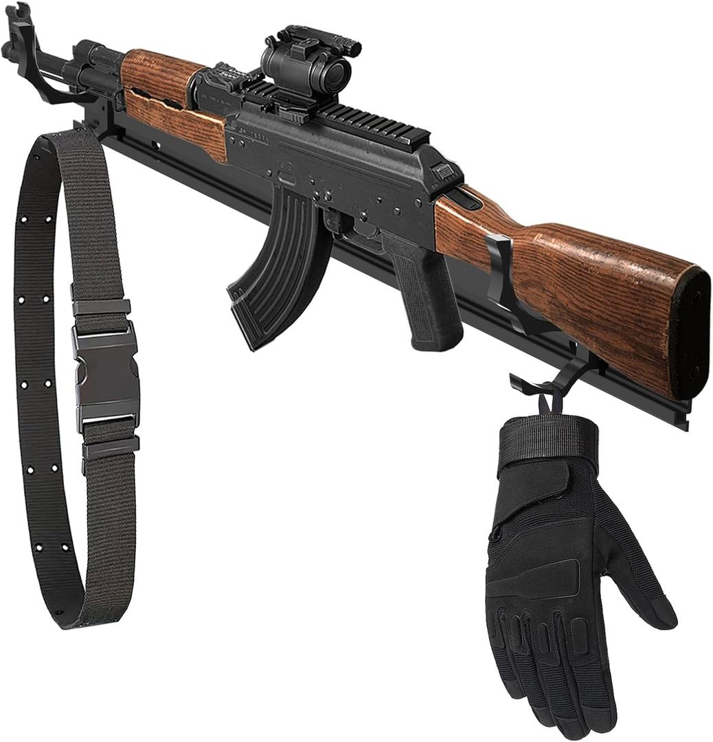 Gun Wall Mount Racks, Wall Mounted Rifle Rack with Adjustable Hooks for All Guns, Shotgun, Rifle Storage & Display Gun Wall Mount Racks, Wall Mounted Rifle Rack with Adjustable Hooks for All Guns, Shotgun, Rifle Storage & Display