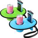 Gerrii 2 Pcs Neoprene Floating Drink Holder for Cell Phone Set Pool Beverage Drink Float, Floating Coaster Pool Cup Holders Pool Drink Floats for Pool Party (Blue, Green)