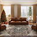 Large 8' x 10' Soft Non Slip & Shedding Washable Living Dining Room Mat for Dorm Kitchen Nursery Dining Bedroom Carpet Studio (Blossom & Copper)
