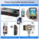 Wireless Vlog Selfie Monitor Screen: 4K 30fps Rear Camera Recording for Vlogging with iPhone Android , Built-in Speaker & Remote Zoom Selfies Magnetic Phone Monitor for TikTok YouTube Live Stream