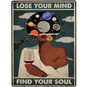 Syiomlis Vintage Lose Your Mind Find Your Soul Poster Mental Health Canvas Wall Art,Abstract Aesthetic Music Girl Print Painting Office Bedroom Wall Decor (Lose Your Mind Find Your Soul)