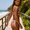 OWICA Women's 2 Piece Bikini Sets Floral Print High Cut Bathing Suits Cheeky Bandeau Beachwear Swimsuits for Women (S)