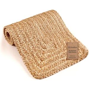 DineNest Handcrafted Braided Jute Table Runner 13x36 Inch - Handwoven Rustic Vintage Table Decor, Non-Slip Heat Resistant for Dining, Coffee, or Entryway Tables - Farmhouse 100% Jute Table Runner