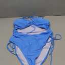 Viottiset Women's Cut Out Drawstring One Piece Swimsuit Cheeky High Cut Bathing Suit, Light Blue. XL