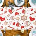 Christmas Table Runner Linen Winter Christmas Table Decorations Cartoon Candy Xmas Stocking and Snowflake Designs Holiday Table Runners Accessories for Home Party Decoration 72x13 Inch183x33cm