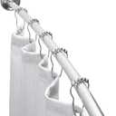 Bath Bliss Curved Shower Rod | Adjustable 44"-78" Inch | Bathroom Shower Curtain and Liner Rod | 33% More Space | Wall Mounted | Easy Installation | Aluminum