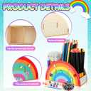 12 Pack Operation Christmas Paint Your Own Pen Holder Crafts Kit for Kids, Rainbow Wood Pencil Holder with Watercolor and Acrylic Diamonds, Unfinished Wood Pencil Box DIY Crafts