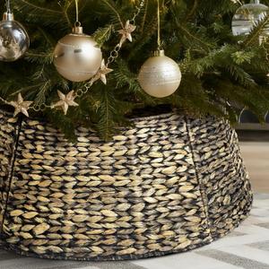 5-Piece Rattan Christmas Tree Collar - 24" Rustic Farmhouse Tree Skirt- Xmas Tree Base Cover for Christmas Decoration- Woven Holiday Tree Ring Accessory for Home, Living Room (Black Wash, 24 in)