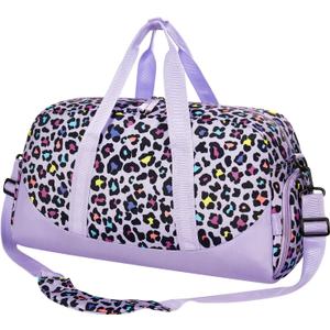 Choco Mocha Kids Duffle Bag Girls - Cheetah Weekender Overnight Bags for Girl Ages 9-12, Purple