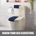 Toilet Lid Cover and Toilet Tank Cover Stretch Toilet Covers Set for Bathroom, Polyester Spandex Jacquard Fabric, Machine Washable, with Elastic Bottom, Navy Blue
