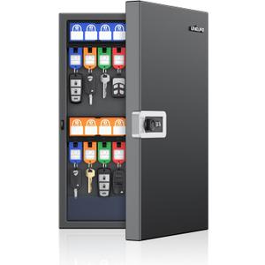 Uniclife 32 Keys Key Lock Box, Wall Mount Key Box, Key Cabinet, Car Key Organizer with Writable Key Racks and Tags, Security Key Holder Storage Box for Office, Hotel & Company (Black)