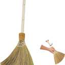 Wedding Broom for Jumping CeremonyHandmade Natural Whisk Broom with Wooden Handle, for Halloween DIY Decoration, Vietnamese Straw Soft Broom (12.6Width 28.74 Length)