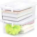 Sandmovie 8 Quart Clear Plastic Storage Boxes with Lids and Handles, 2 Packs