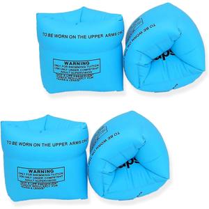 Roll-On/Off Arm Floaties for Kids 6-12 Years and Adult-2 Pack Swim Floaty with Dual Valves, Great Buoyancy Pool Float & Water Wing for Toddler to Teen, Inflatable Swimmies for 30-150LBS (Blue & Blue)