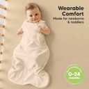 2-Pack Organic Baby Sleep Sacks, 100% Cotton - Soft & Breathable 0.5TOG Baby Wearable Blanket, Toddler Sleeping Sack 0-6 Months, Easy to Wear Transitional Swaddles for Newborns (Ecru,Brown, S)