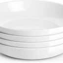 DOWAN 9.75" Pasta Bowls Set of 4, Large Shallow White Ceramic Salad Bowls, 50oz Wide Dinner Bowls for Pasta, Soup, Salad & Stew, Microwave & Dishwasher Safe, Housewarming Gift(Soft White)