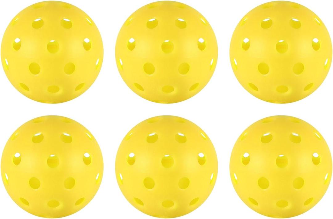 6 pcs Pickleball Balls,40 Hole Indoor Pickleball Balls,8mm Precision Drilled-Spaced Pickle Ball Set-Profession Plastic Ball for Pickleballs Paddles and Indoor Floor Sport Court