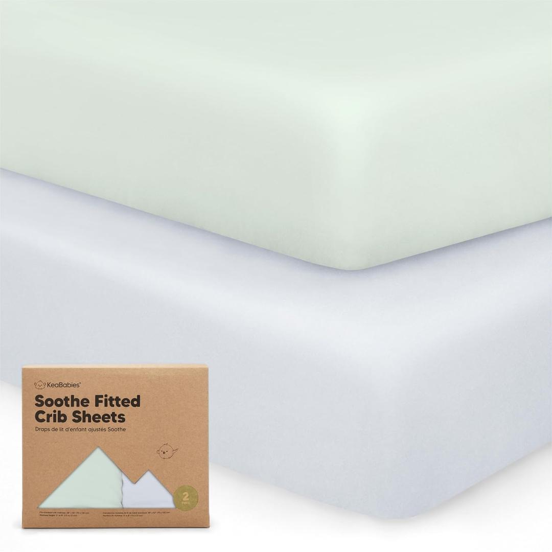 KeaBabies 2-Pack Organic Crib Sheets for Boys, Girls - 52x28 Fitted Crib Mattress Sheet Neutral, Breathable Jersey Cotton Cover for Baby Bed, Toddler Mattress, Soft & Cute Prints (Cove)