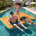 Inflatable Floating Dock, 10x7.2FT/6x5FT Portable Inflatable Platform, fit 2-8 People, with Mesh Swim Area, Air Pump, Repair Kit Carry Bag, for Swimming, Lake, Pool, Beach