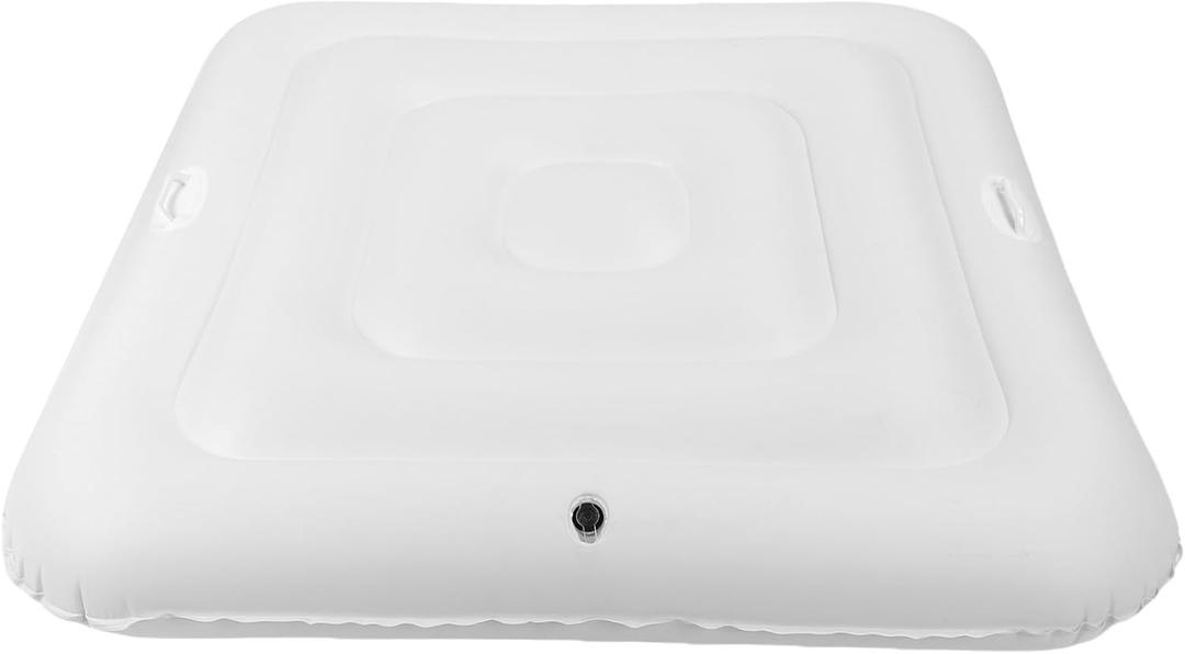 Jiawu Inflatable Hot Tub Cover with Handle, 130cm Inflatable Swimming Pool Cover, Dust Proof PVC Square Pool Protector with Handle for Square Pools and Bathtub, Energy Saving Lid