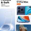 TORRAS for iPhone 17 Pro Max Case Crystal Clear, [Anti-Yellowing][Military-Grade Protection], Ultra Slim Transparent Anti-Scratch Back, Soft Bumper, Non-Slip 17 Pro Max Phone Case, Clear 6.9"
