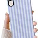 Cute Case for iPhone XR, Striped Phone Case, Aesthetic Pattern Design, Hybrid 2-Layer Shockproof Protective Cover for Girls Women (Blue,XR)