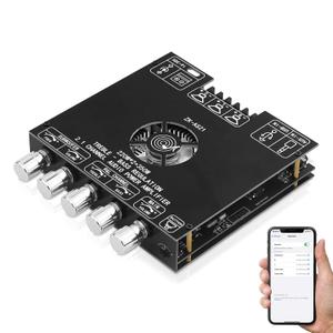 Bluetooth 5.1 Audio Amplifier Board, ZK-AS21 2.1 CH 220W x 2 + 350W HiFi Subwoofer Power Amp Mini Digital Audio Amp Module for Home Speakers(30-220W, 3-8Ohms), DC 16-38V, BT USB AUX Input