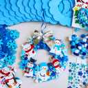 Winlyn 12 Sets Winter Crafts DIY Christmas Snowflake Wreath Ornaments Decorations Art Sets Snowman Santa Foam Stickers for Kids Classroom Activities