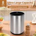 Nigelia Extra Large Kitchen Utensil Holder, 360 Rotating Stainless Steel Cooking Utensil Holder for Countertop, 3 Compartment Flatware Organizer & Cooking Caddy with Removable BaseSilvery