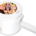 Drizzle Electric Hot Pot Cooker Steamer 1.8L Multifunctional Nonstick Pan Office Dorm Cooking Portable Ramen Cooker Steamer Boil Dry Protection Suitable For Noodle Cooker Eggs StirFrying (Mechanical White)