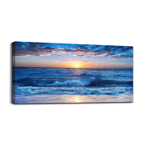 Canvas wall art for living room Blue Ocean Sea sun landscape painting bathroom Wall Decor Ready to Hang for Home Decorations office family bedroom kitchen Works canvas Prints pictures 30" x 60"