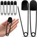 Juexica 5 Pcs Large Safety Pins 5 Inch Jumbo Stainless Steel Safety Pins Heavy Duty Huge for Strong Laundry Upholstery Sewing Quilting Key Rings Craft Outdoor (Black)